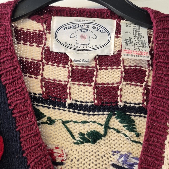 Vintage 90s Eagles Eye Sweater LG APPLE CIDER XL - Picture 3 of 4